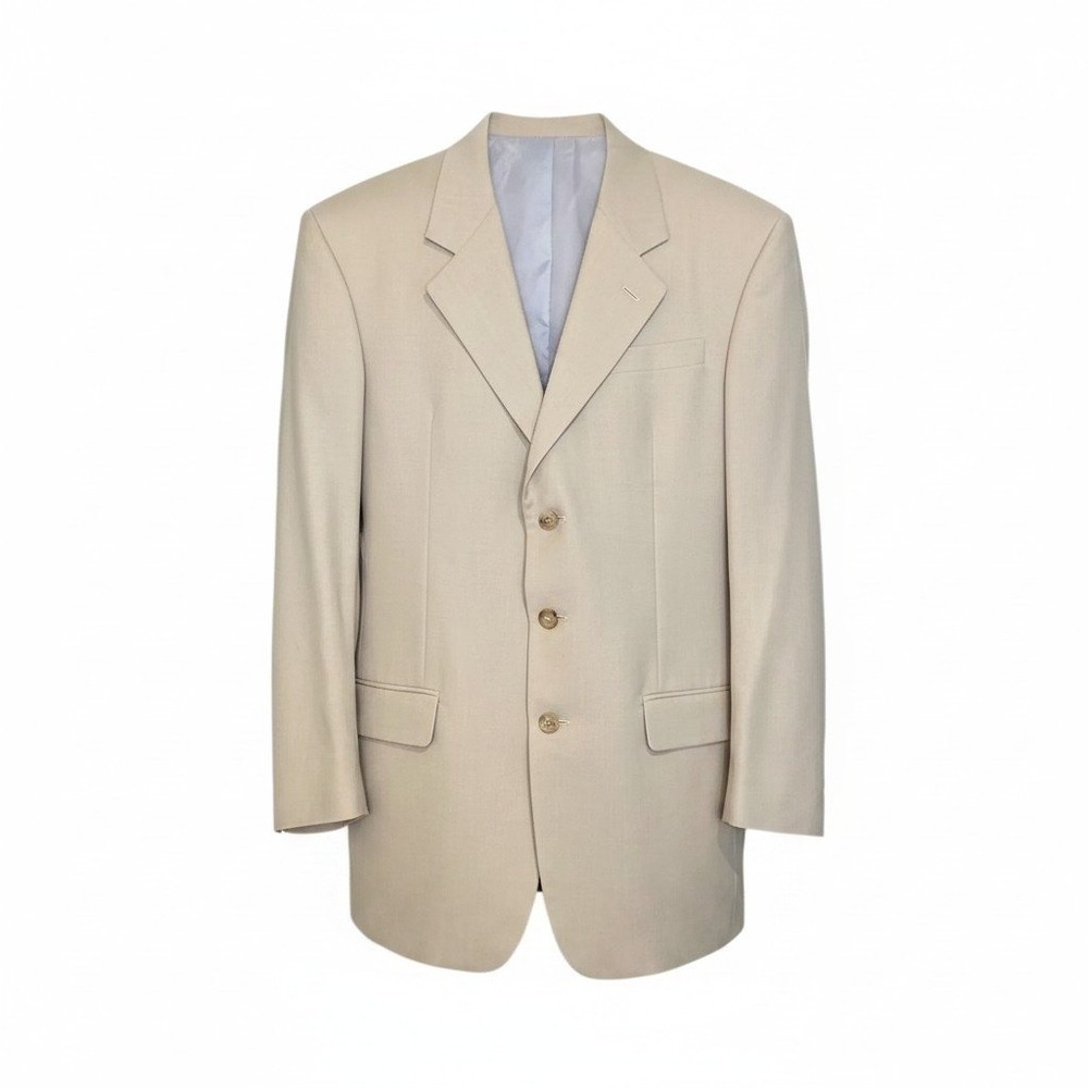 VTG Bergdorf Goodman Mens Beige 3 Button Blazer Sport Coat 745 Jacket Fifth Ave